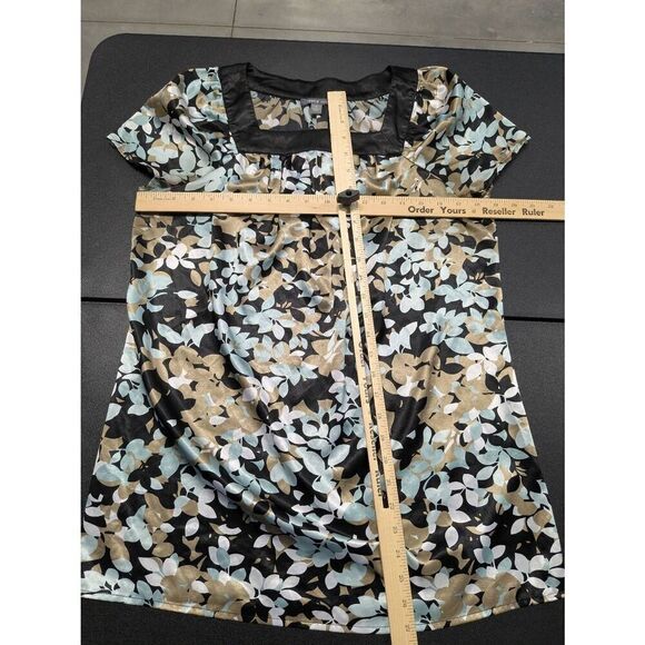 APT. 9 Women's Black Gray Short Sleeve Polyester Blouse Size Medium - Picture 5 of 5